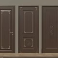 Dark Brown Swing Doors With Golden Accents And Intricate Carvings