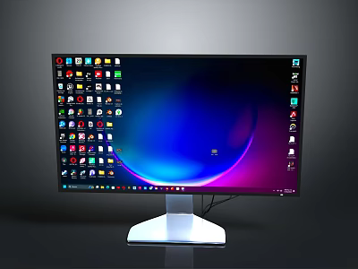 Modern Computer Monitor With Colorful App Icons And Gradient Screen 3d model