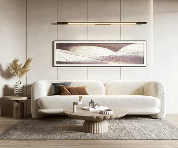 Modern double sofa coffee table combination 3d model