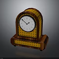 Vintage Wooden Mantel Clock With Yellow Green Diamond Pattern And White Dial