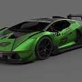 Lamborghini Essenza Fiorano Green Sports Car With Rear Wing And Racing Design