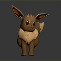 Animated 3D Character Model Of Brown Eevee With Big Ears Fluffy Tail And Friendly Expression