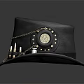 Black Gothic Style Hat With Chains Gears And Spikes As Lifestyle Product