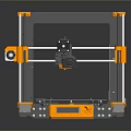 Modern 3D Printer With Gray Orange Frame Control Panel And Print Bed