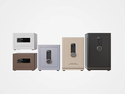 Assorted Color Safes With Digital Locks For Home And Office Security 3d model