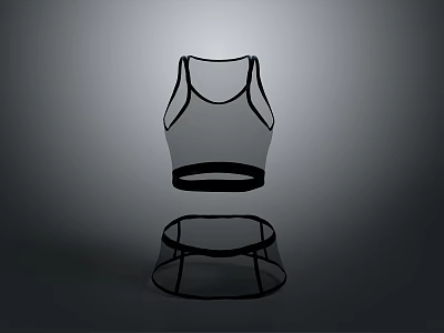 Transparent Mesh Vest And Shorts Set With Lightweight Design For Casual Daily Wear 3d model