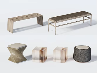New Chinese Style Stool Bench Round Stool Low Stool 3d model