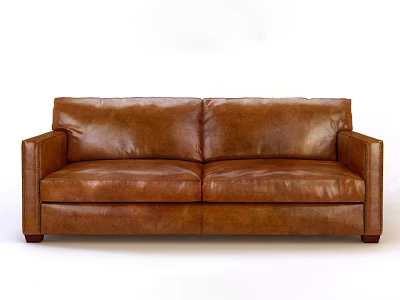 Brown Leather Two-Seater Sofa With Modern Design For Living Room Interior 3d model