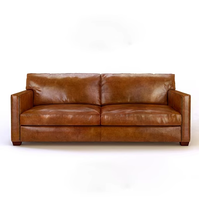 Brown Leather Two-Seater Sofa With Modern Design For Living Room Interior 3d model