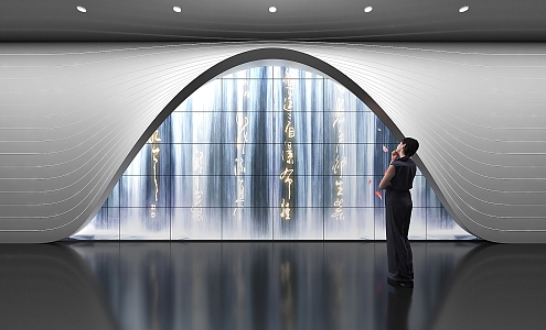 Exhibition Hall Exhibition Preface Hall Background Wall Image Wall Waterfall Spliced Screen Multimedia Interactive Exhibition Art Device 3d model