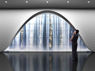 Exhibition Hall Exhibition Preface Hall Background Wall Image Wall Waterfall Spliced Screen Multimedia Interactive Exhibition Art Device 3d model