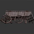 Vintage Wooden Wagon With Large Spoked Wheels And Rustic Wooden Planks