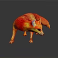 A Colorful Fox Model With Orange And Red Fur Standing On Black Background