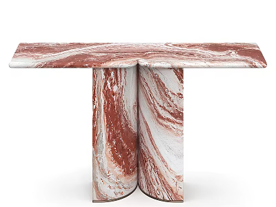 Elegant Red Veined Marble Console Table Modern Entryway Side Cabinet For Luxury Hallway Home Decor 3d model