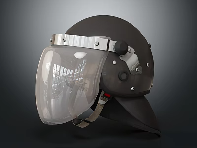 Protective Safety Helmet With Transparent Face Shield And Metal Components 3d model