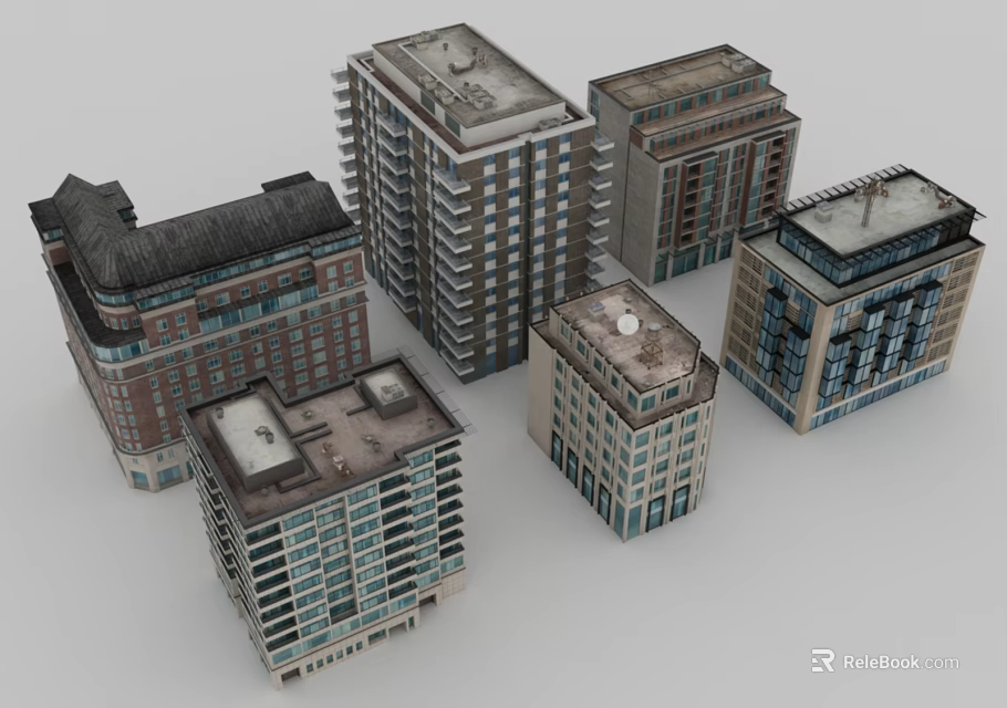 Urban Multi Story Building Models With Diverse Architectural Styles And Details 3d model 