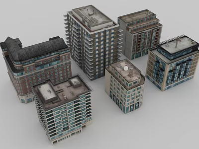 Urban Multi Story Building Models With Diverse Architectural Styles And Details 3d model