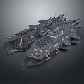 Sci Fi Cosmic Spaceship With Large Complex Interstellar Vessel Structure 3d model