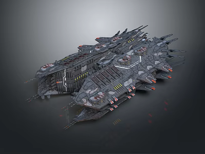 Sci Fi Cosmic Spaceship With Large Complex Interstellar Vessel Structure 3d model