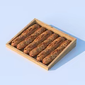 Freshly Baked Sesame Bread Sticks in Wooden Tray for Daily Snacks
