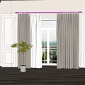 White Sheer And Beige Large Window Curtains With Decorative Walls Green Plant Outdoor View