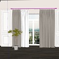 Modern Curtain Roman Rod Simple Curtain Gauze Curtain 3d model