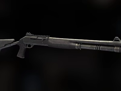 High Quality Tactical Black Shotgun With Modern Design Detailed Barrel And Stock 3d model