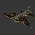 Cosmic Exploration Aerospace Craft Featuring Artistic Patterned Wings And Metallic Design