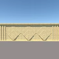 Stone Feature Wall With Geometric Patterns And Columns Under Blue Sky 3d model