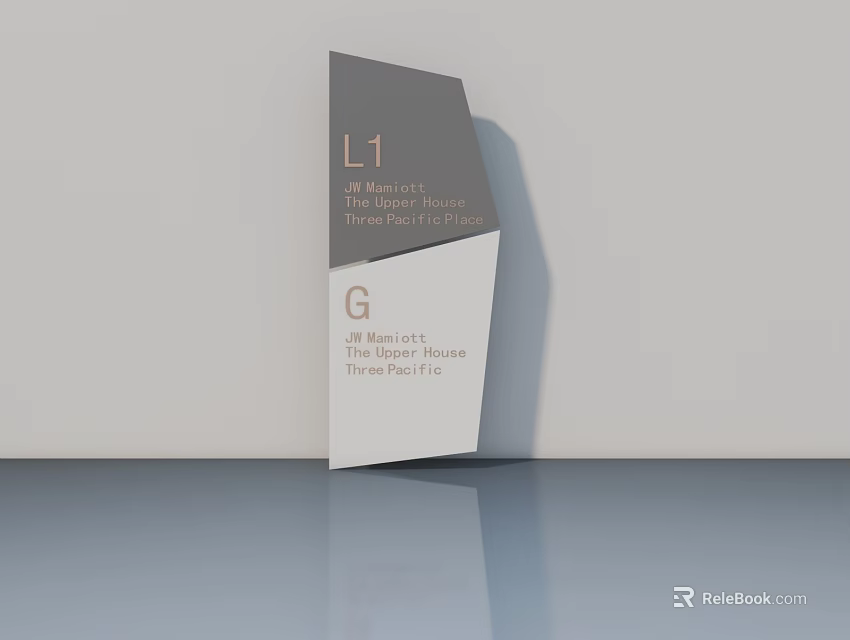Modern Swing Door In Lobby With Floor Direction Signs And Metal Frame 3d model 