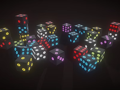 Colorful Glowing Dice Enhance Fun Board Game Entertainment and Tabletop Play 3d model