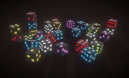 Modern Dice Multicolor Dice 3d model