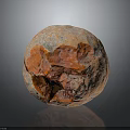 Natural Orange Gray Stone Sphere With Cracked Textured Surface Design Decor