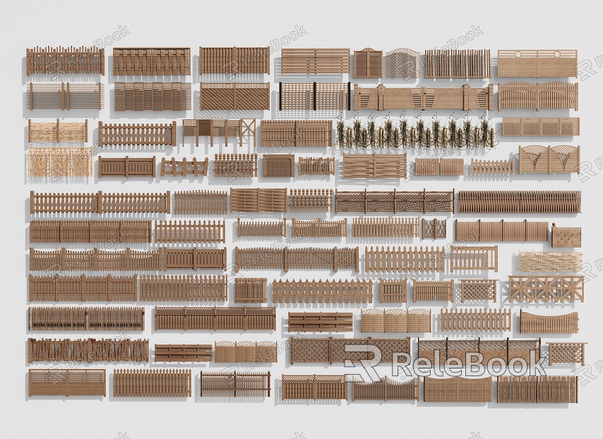 Modern Fence Wooden Railing model