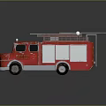 Red Fire Truck Model With Ladder Distressed Body And FIRE Lettering On Dark Background
