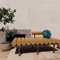 Modern Sofa Stool Flannel Distinctive Bench Sitting Stool 3d model