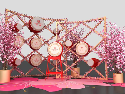 New Chinese Beauty Chen Yuanyang Kun Ting New Year Drum 3d model