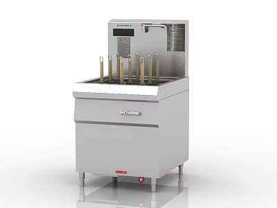 Commercial Stainless Steel Deep Fryer With Multiple Baskets And Cabinet Base 3d model