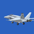 US Navy White Fighter Jet With Deployed Landing Gear in Blue Background 3D Render