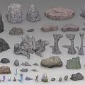 Realistic Stone and Wood Models with Various Shapes and Textures 3d model
