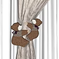 White And Beige Striped Curtain Design With Tieback In Half Open Style
