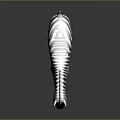 Zebra With Black And White Stripes Standing On Dark Background With Reflection