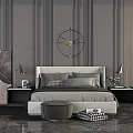 Modern background double bed simple bedding combination 3d model