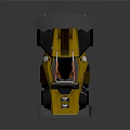 The Yellow Race Car With Open Cockpit Large Rear Wing Black Accents And RTI Logo