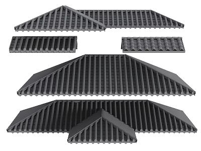 Various Roof Tile Components With Different Shapes And Sizes For Construction 3d model