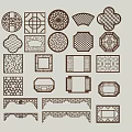New Chinese Style Pattern Window Antique Window Carved 3d model