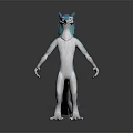 Game Movie Character With Blue White Anthropomorphic Animal Head 3D Model Standing Pose