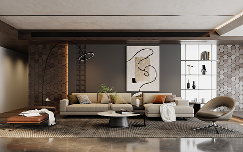 Modern Living Room Milotti 3d model