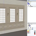 Three Floor to Ceiling Windows With White Trim Wall Sconces And Grid Panes 3d model