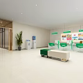 Modern Bank Lobby Interior With Spacious Design Service Counter And Self Service Kiosks